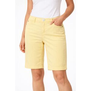 Tommy Bahama Yellow Denim Bermuda Shorts Stretch Cotton Tencel Mid Rise Women 12